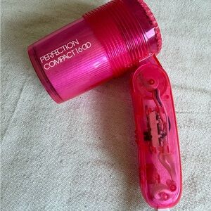 Rare Translucent Pink Hair Dryer Perfection Compact 1600 Folding Y2K Tech WORKS